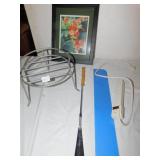 IRON PLANTER & PLUG BAR; FLOWER PICTURE