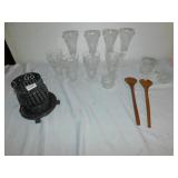 GLASS WARE; CANDLE HOLDER; WOODEN SPOON