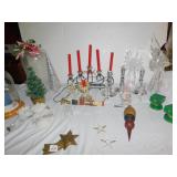 CHRISTMAS SANTA IN DOME; CANDLE HOLDERS; ANGELS;