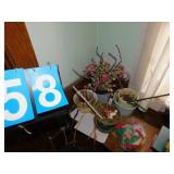 ELEPHANT, PLANT STAND, FRAMED PICTURES