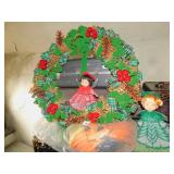 HOLIDAY WREATH, DOLLS, ETC.