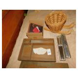 LINENS, HAT, WOOD TRAY SET KNIVES