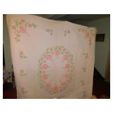 QUILT CROSS STITCH HAND MADE 79" X 91" WHITE WITH