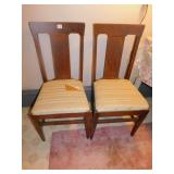 CHAIRS PAIR WOODEN; SEATS WOULD BE CUTE IF