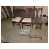 CHAIRS OF 3 AND TWO STOOLS; PADS ARE NOT ORIGINAL