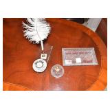 CRYSTAL DESK SET- W/ PAPER WEIGHT/PEN BASE