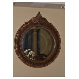 ROUND BEVELED EDGE MIRROR HEAVILY CARVED 50" X