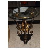 23" W X 27.5" H SPHERE TABLE W/ BEVELED GLASS TOP