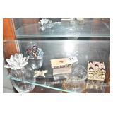 DECORATIVE BOXES, CRYSTAL LILY PAD, ETC.