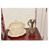 TUREEN AND SILVERPLATE PITCHER