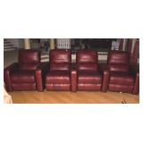 LEATHER RED THEATER SEATS BY BERKLINE W/ CUT