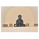 BUDDHA 17" H X 16" W GRAY W/ CANDLES