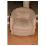 SWIVEL SUEDE CHAIRS W/ ACCENT PILLOWS - FEW SPOTS