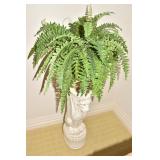 LION PEDESTAL BASES PLASTER 25" H W/ FERN POT W/