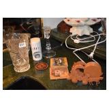 GLASS VASE, CANDLE STICK, COASTERS ETC.