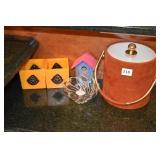 SUEDE ICE BUCKET, CANDLE HOLDERS