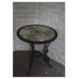 CAST ALUM. 28" X 24" ROUND TOP W/ UMBRELLA HOLDER
