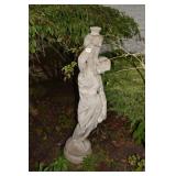 CEMENT STATUE 58" H WOMAN W/ URN
