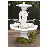 CEMENT FOUNTAIN 74" H W/ 3 WOMEN CENTER - 52"
