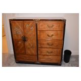 45" H X 46" W X 16" D - STENCILED FRONT 5 DRAWER