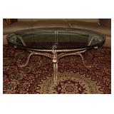 OVAL GLASS TOP COFFEE TABLE BEVELED EDGE 55" X
