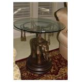 26" X 26" ROUND IRON ELEPHANT BASE GLASS TOP