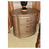 OVAL 3 DRAWER SIDE TABLES GOLD FINISH 32" W X 24"