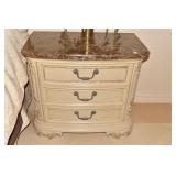 THOMASVILLE MARBLE TOP 3 DRAWER NIGHTSTANDS 34" W