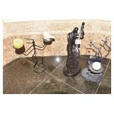 METAL FIGURAL CANDLE HOLDERS AND MUSICIAN