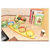 SERVING DISH SET, BOOKS ETC.