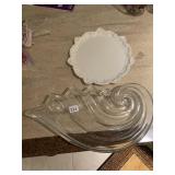 GLASS SWIRL DISH, HALL SERVING BOWLS, ETC.