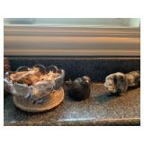 BOWL, BIRD, MARBLE LION