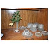 FROSTED GLASS CANDLE HOLDERS, BUD VASE NAPIE