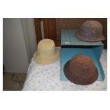 HAT BOX + 3 LADIES HATS