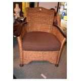 WRAPPED BAMBOO CHAIR WITH WOOD ARMS