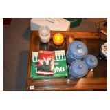 CANISTER SET AND CANDLE; CHRISTMAS LIGHTS 3 SETS