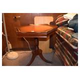 LEATHER TOP DRUM TABLE 25"H 23"W TOP