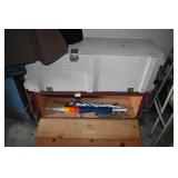 WOOD STACKING BOX WITH UMBRELLAS