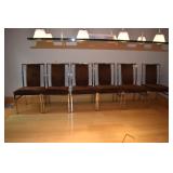 CHROME & SUEDE BROWN CHAIRS - 37.5" H X 20" W X