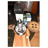 CUTTING BOARD, STAINLESS BOWL, AIR POPCORN