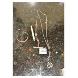 STERLING NECKLACE W/ STAR CENTER, WATCH FOB,