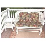 WOVEN PLASTIC FAUX WICKER GLIDER W/ CUSHIONS AND