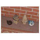 CAST BIRD AND CEMENT MUSHROOM, ETC.