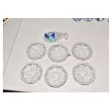 FISH DISH WITH CANDIES, SIX GLASS BERRY BOWLS