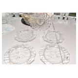 FOUR FOSTORIA PLATES BAMBOO ETCHED DESIGN