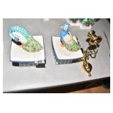 PAIR CERAMIC ORIENTAL CANDLE STANDS, PAIR OF