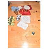 BRASS NAPKIN RINGS, NAPKINS, DOILIES, LAZY SUSAN