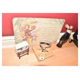 STAINLESS CUTTER ON WOOD BLOCK, WINE COASTERS