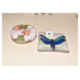FLOWER CANDLE HOLDER, DRAGONFLY DISH 5" SQUARE