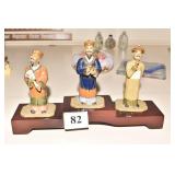 SET OF 3 MUD MEN ON PEDESTAL BRIDGE EACH FIGURE